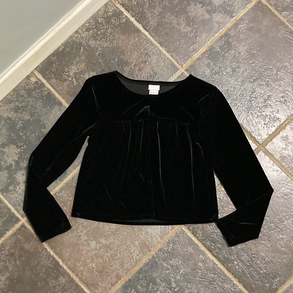 Black Velvet Long Sleeve Cardigan Size L 10/12